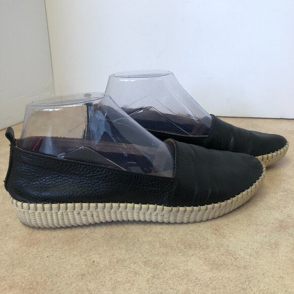 Black Leather Slip On Shoe Size 37(6.5 US) - Picture 1 of 10